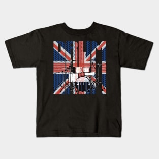 Drum Kit on Union Jack British Flag Kids T-Shirt